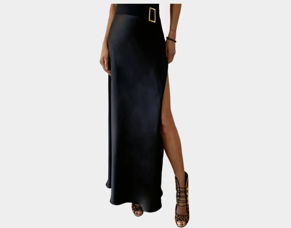 11. Tuxedo Black tie Long High Slit Skirt - The Milano Si