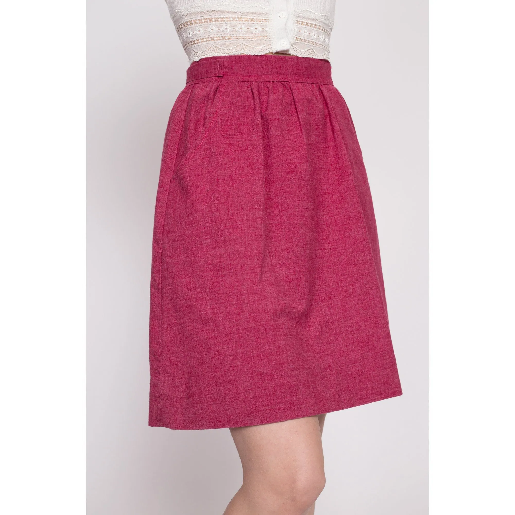 1960s Magenta Pink Mini Skirt - Small