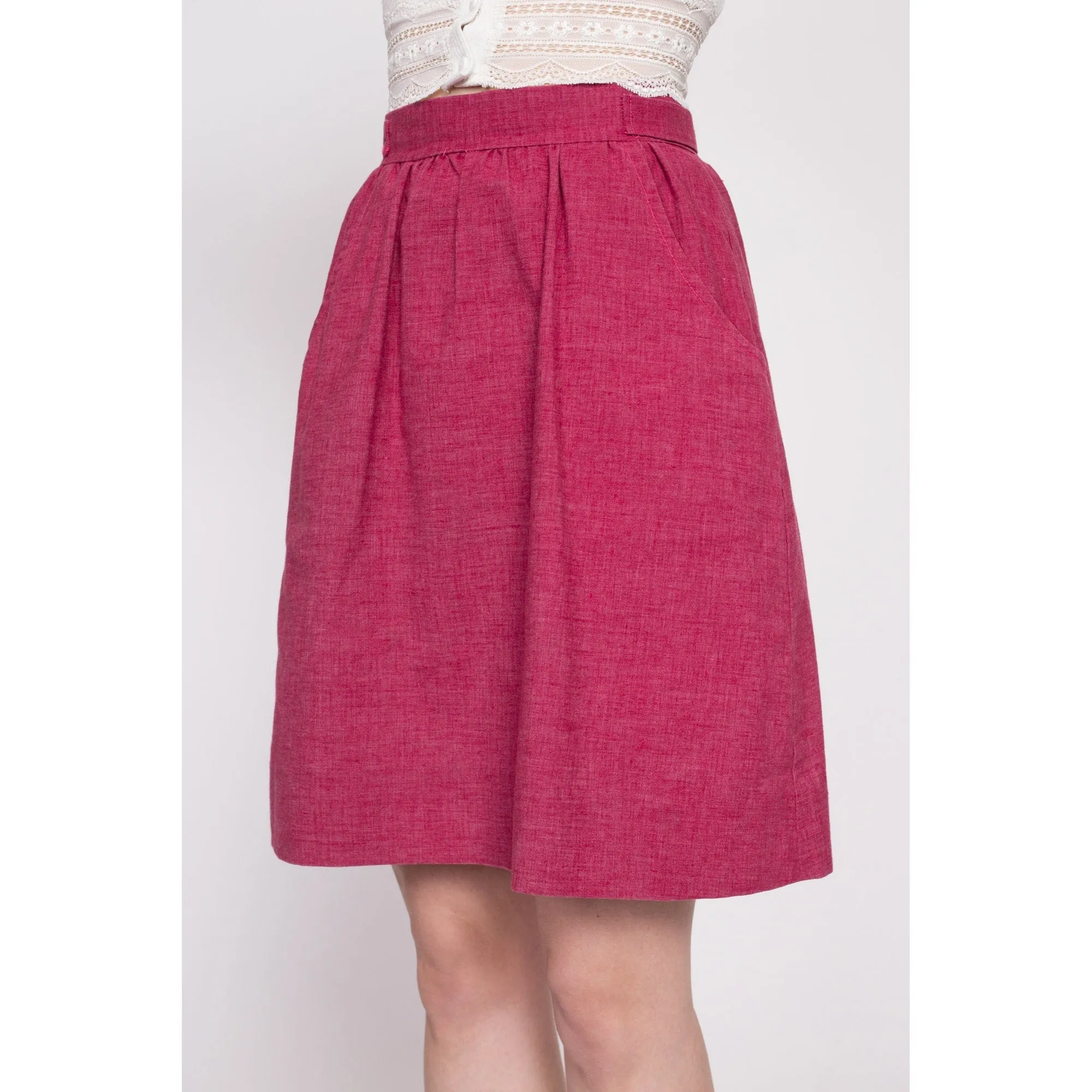 1960s Magenta Pink Mini Skirt - Small