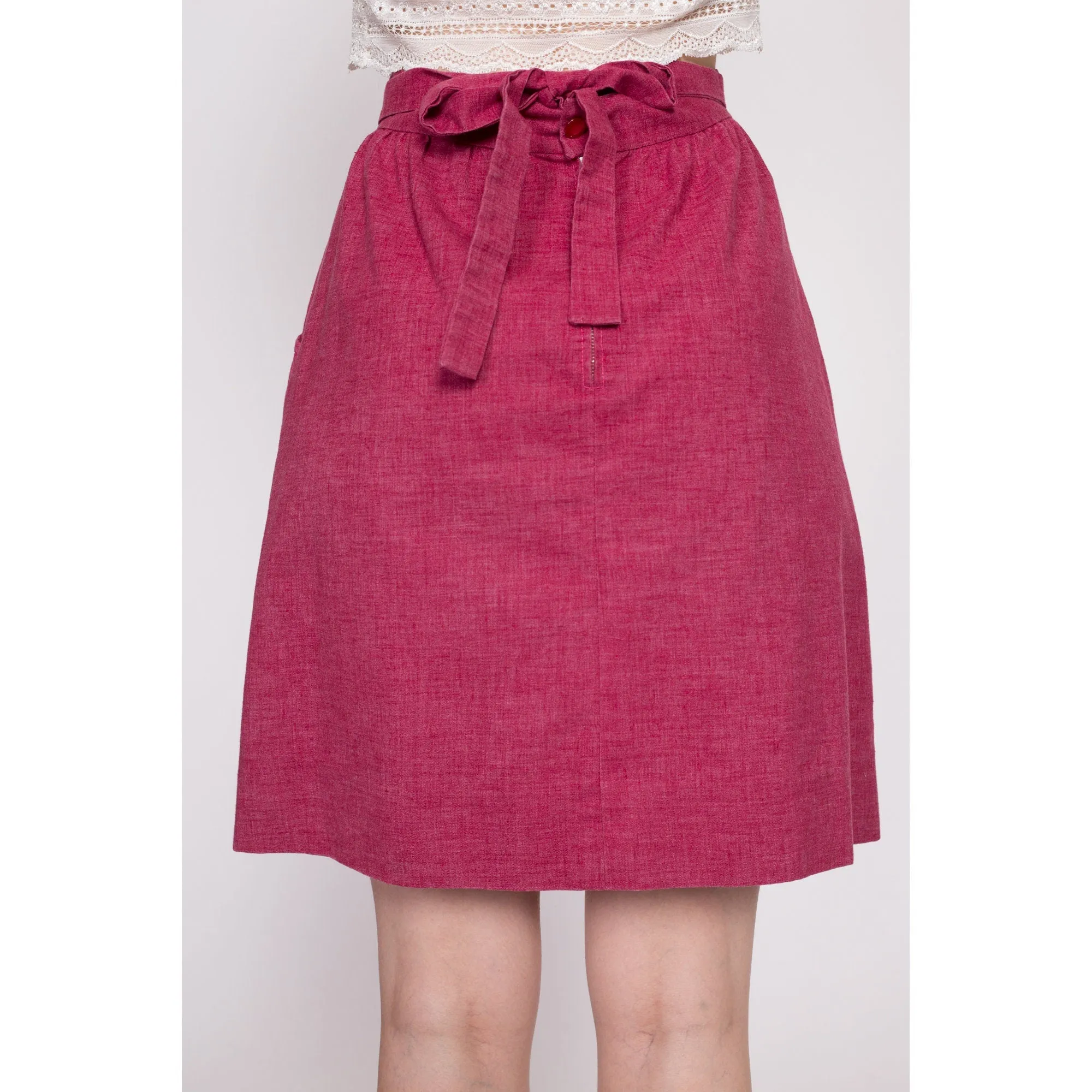 1960s Magenta Pink Mini Skirt - Small