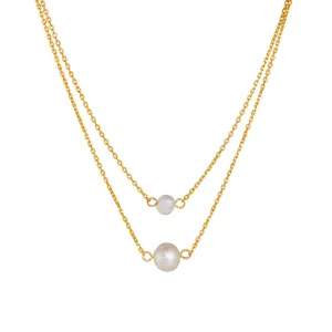 2 Layer Necklace With Freshwater Pearl Pendant