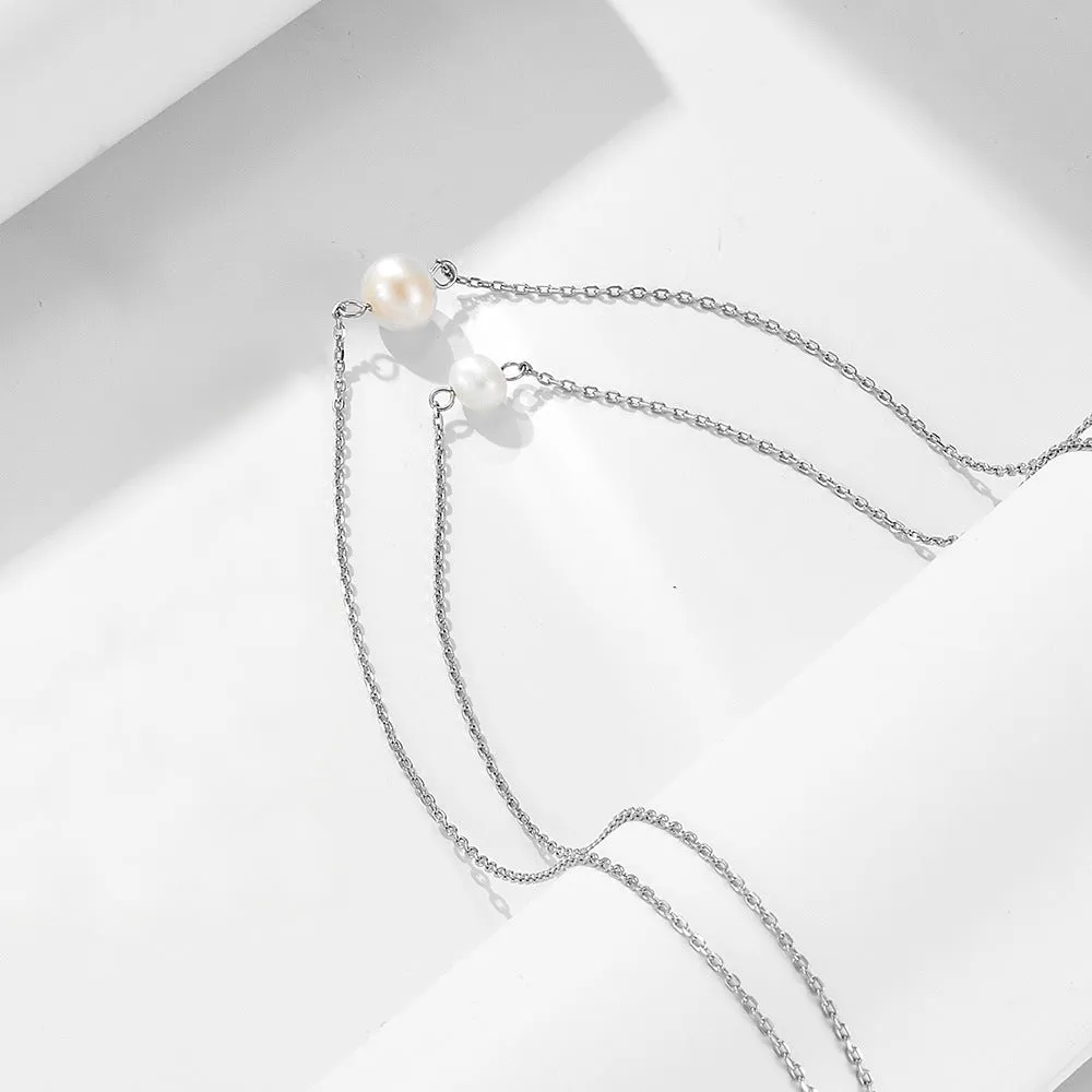 2 Layer Necklace With Freshwater Pearl Pendant