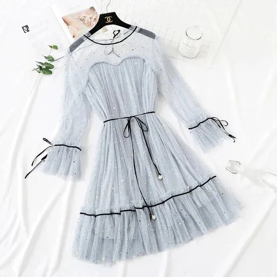 5 Colors Fairy Paillette Lace Tulle Dress PL53245