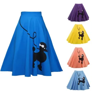 50S 60s vintage Skirt women pinup vestidos summer poodle puppy retro rockabilly  Skirt  hippie retro costume