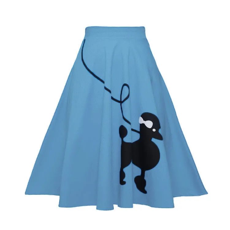 50S 60s vintage Skirt women pinup vestidos summer poodle puppy retro rockabilly  Skirt  hippie retro costume