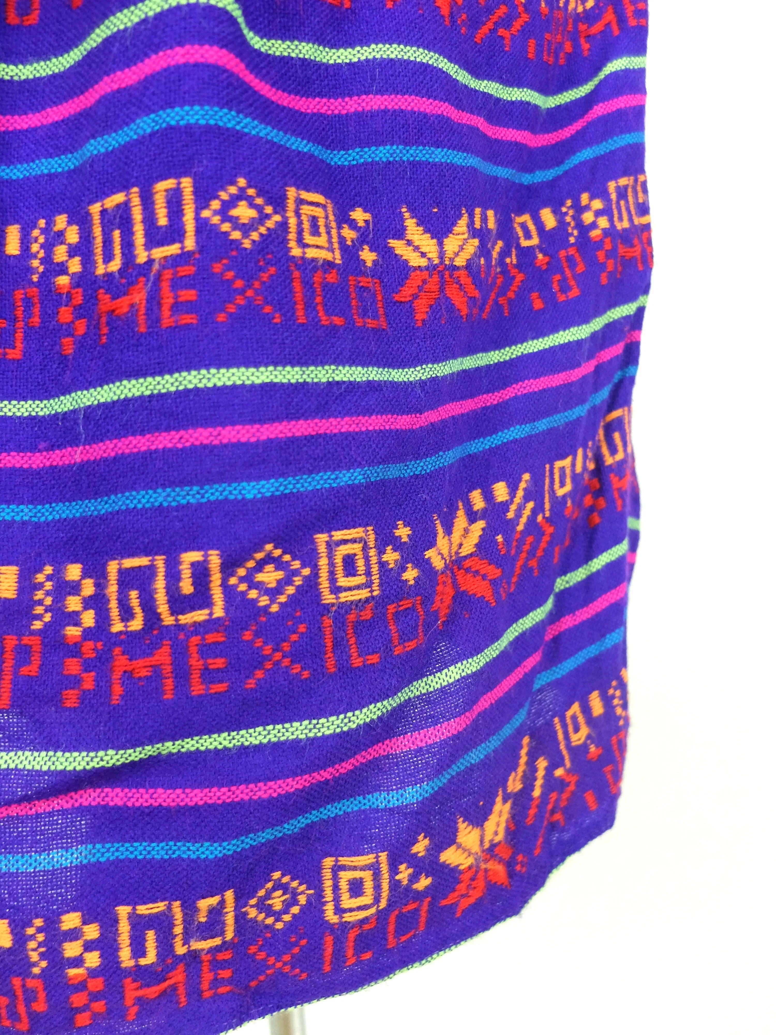 70s Bright Mexican Blanket Embroidered Above-the-Knee Mini Skirt