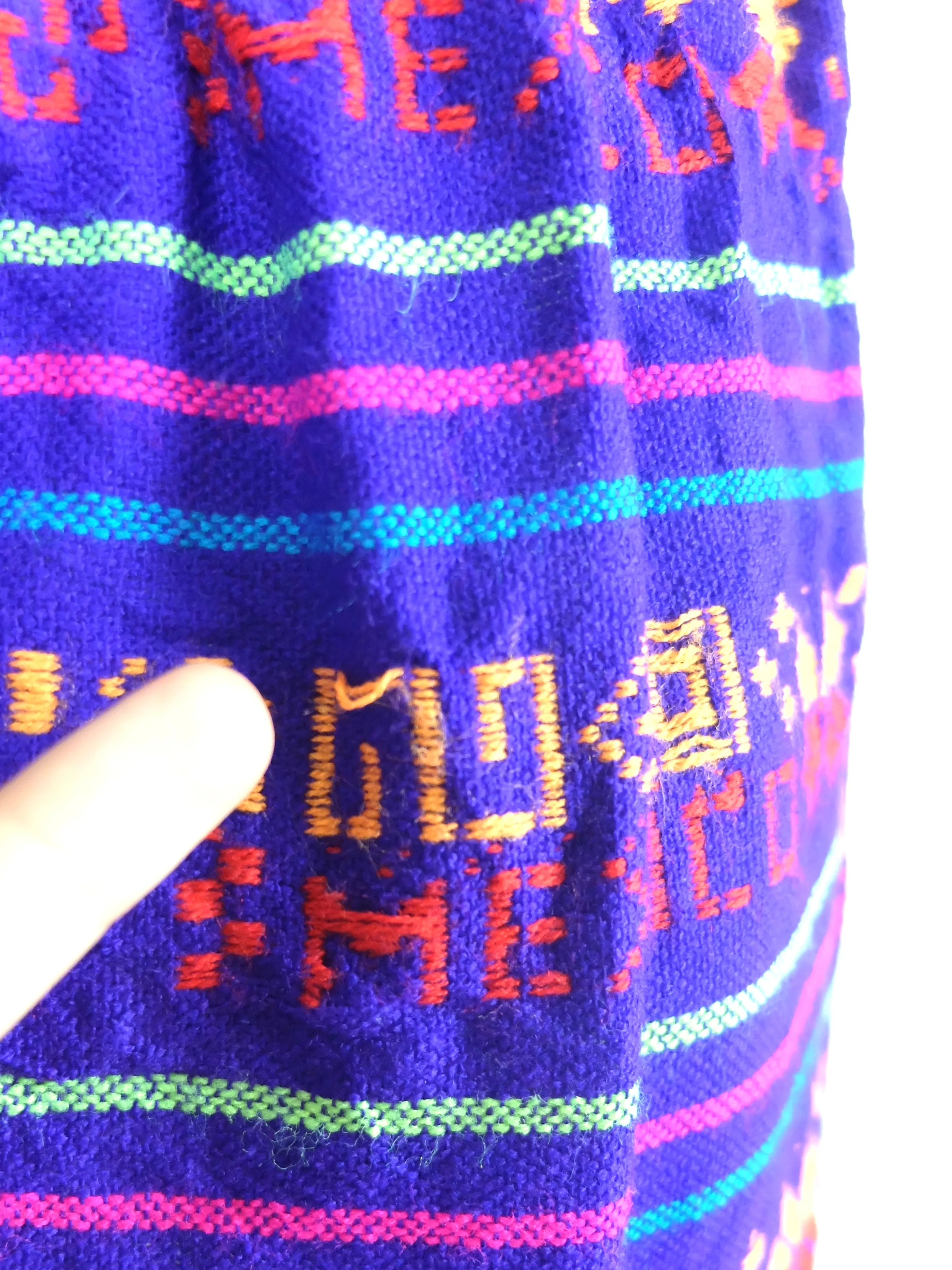 70s Bright Mexican Blanket Embroidered Above-the-Knee Mini Skirt