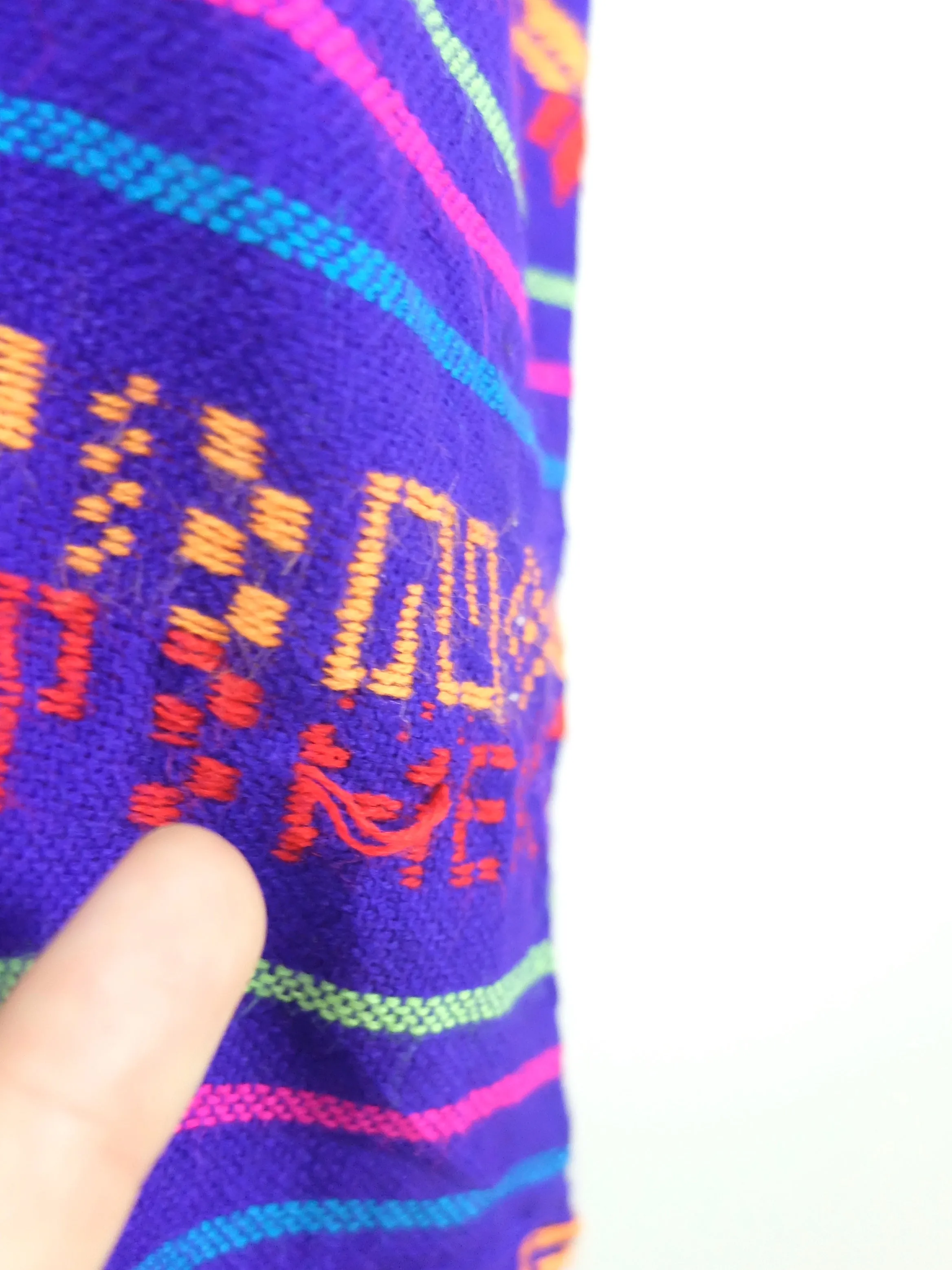 70s Bright Mexican Blanket Embroidered Above-the-Knee Mini Skirt