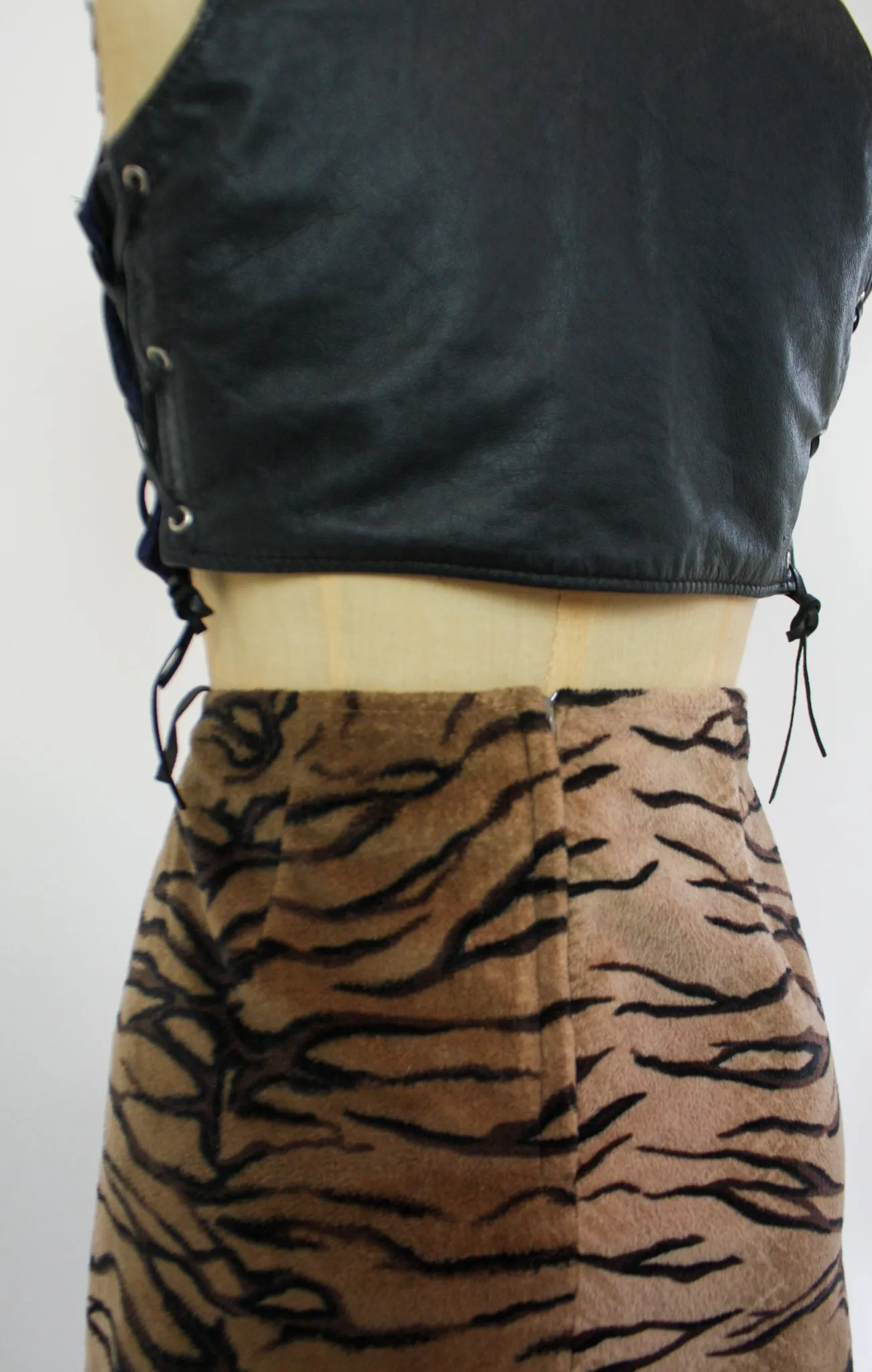 80s Velvet Tiger Mini Skirt