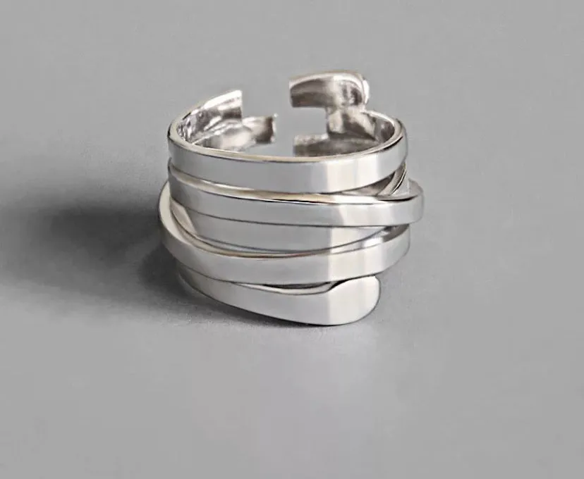 Abstract Layer Ring - Silver