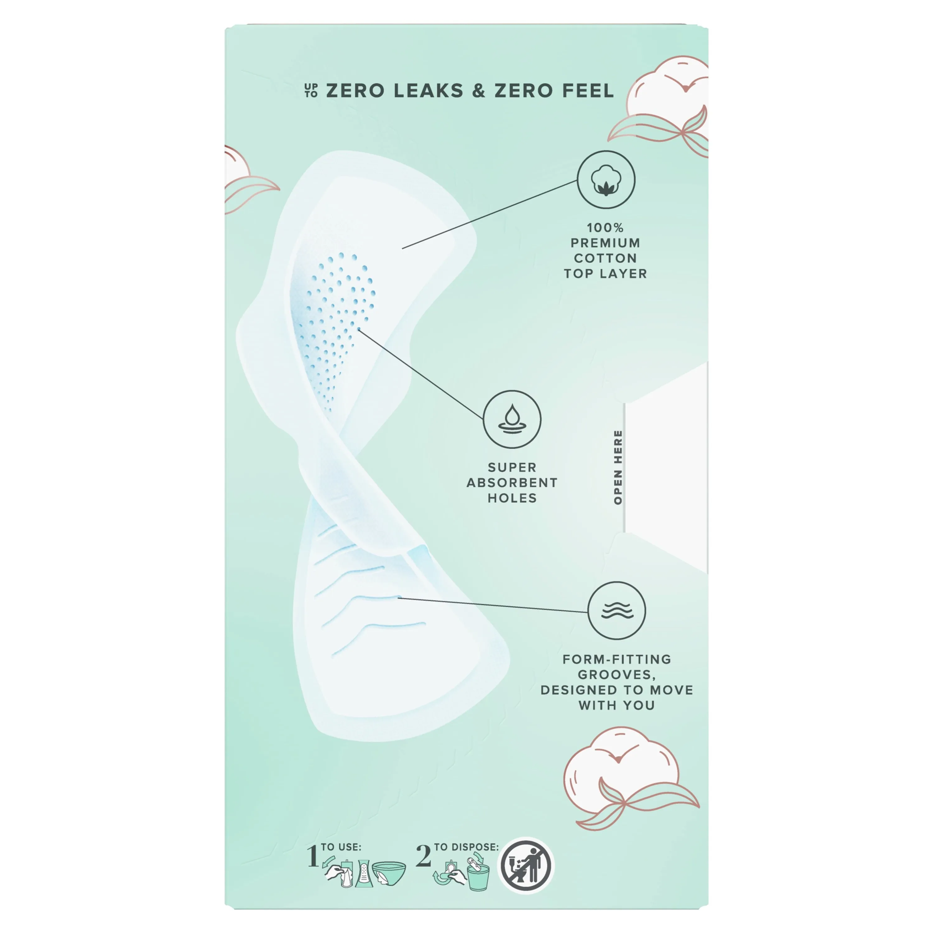 Always Pure Cotton Feminine Pads With WIngs, Size 2, Heavy Absorbency, 24 Count