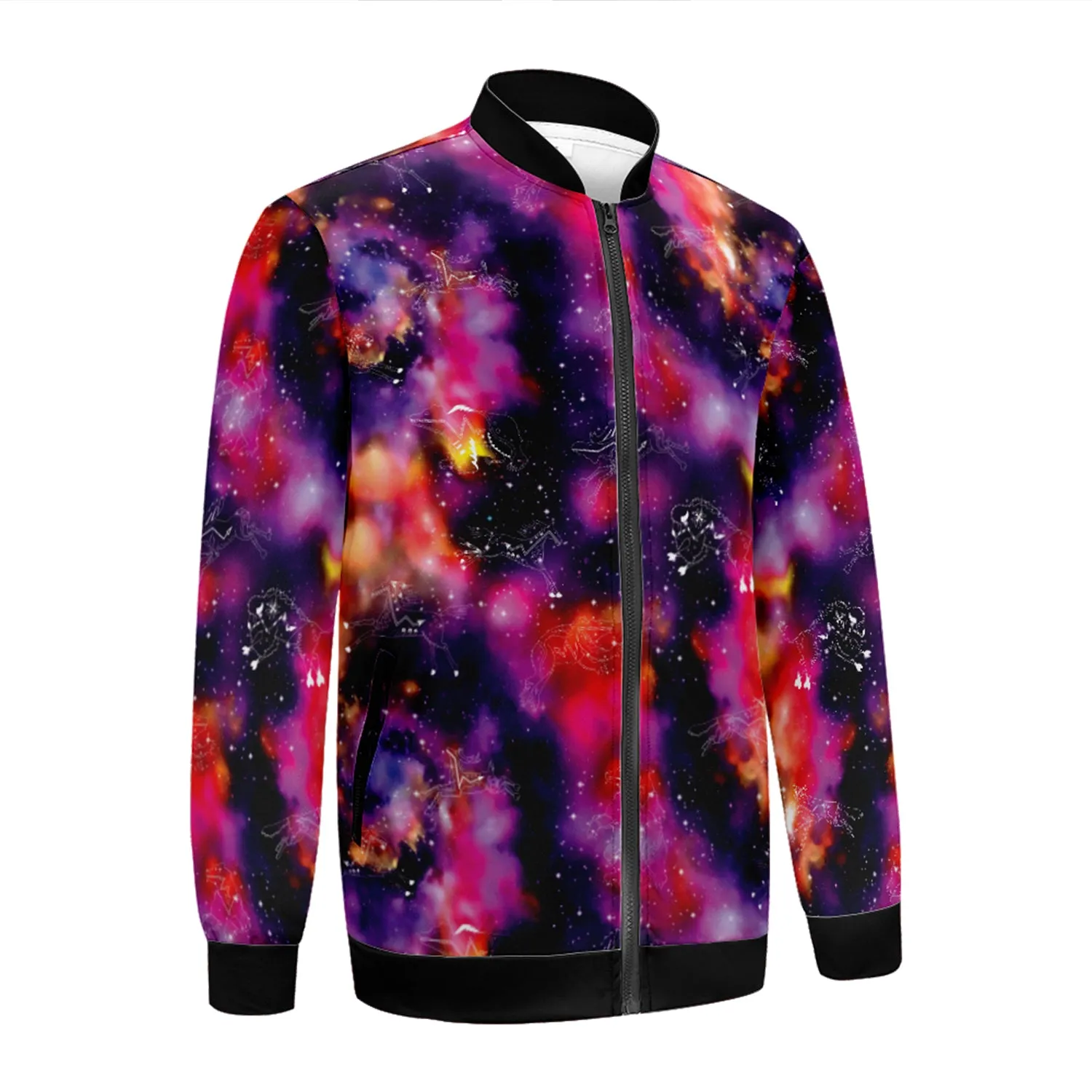 Animal Ancestors 9 Cosmic Swirl Purple and Red Zippered Collared Lightweight Jacket