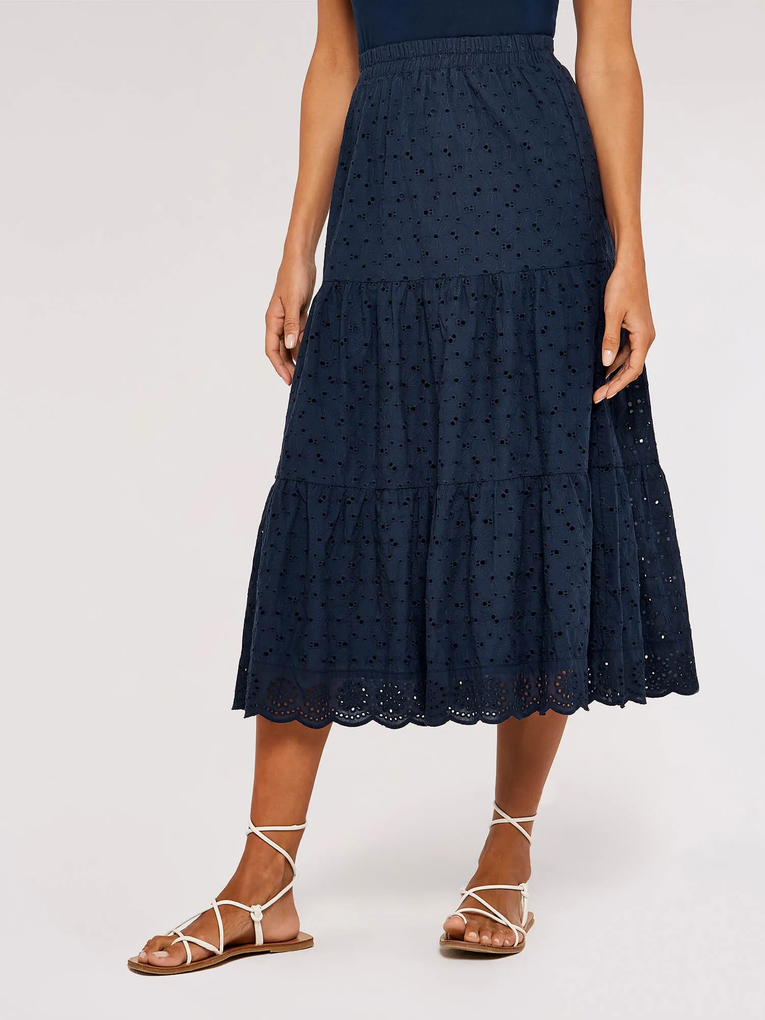 APRICOT - Broderie Tiered Midi Skirt - 726109 - FINAL SALE