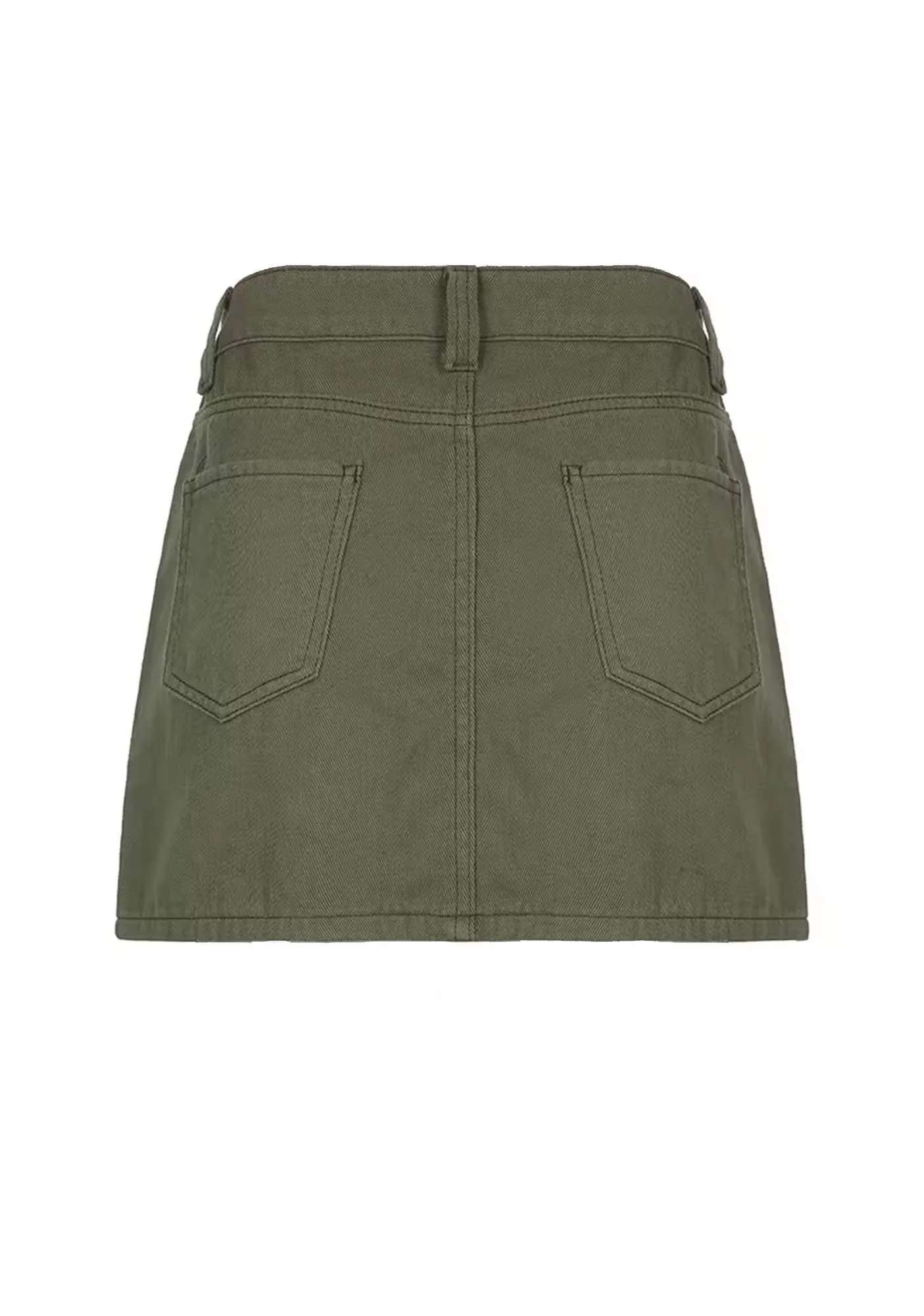 Army Green Y2K Low Waist Slim Skirt Cherrykitten