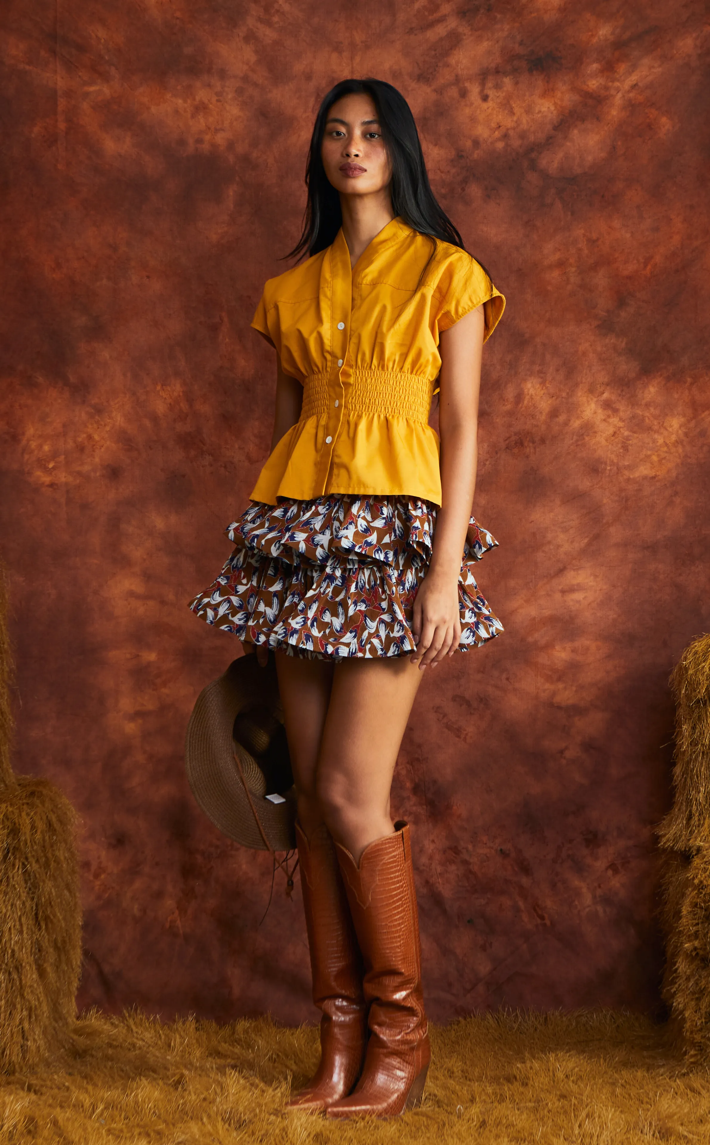 AYDA SKIRT - BROWN FLOWERBIRD