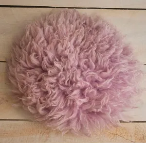 Babymoon (60CM) Round Wool Flokati Fur Blanket Photoshoot Props - Light Purple