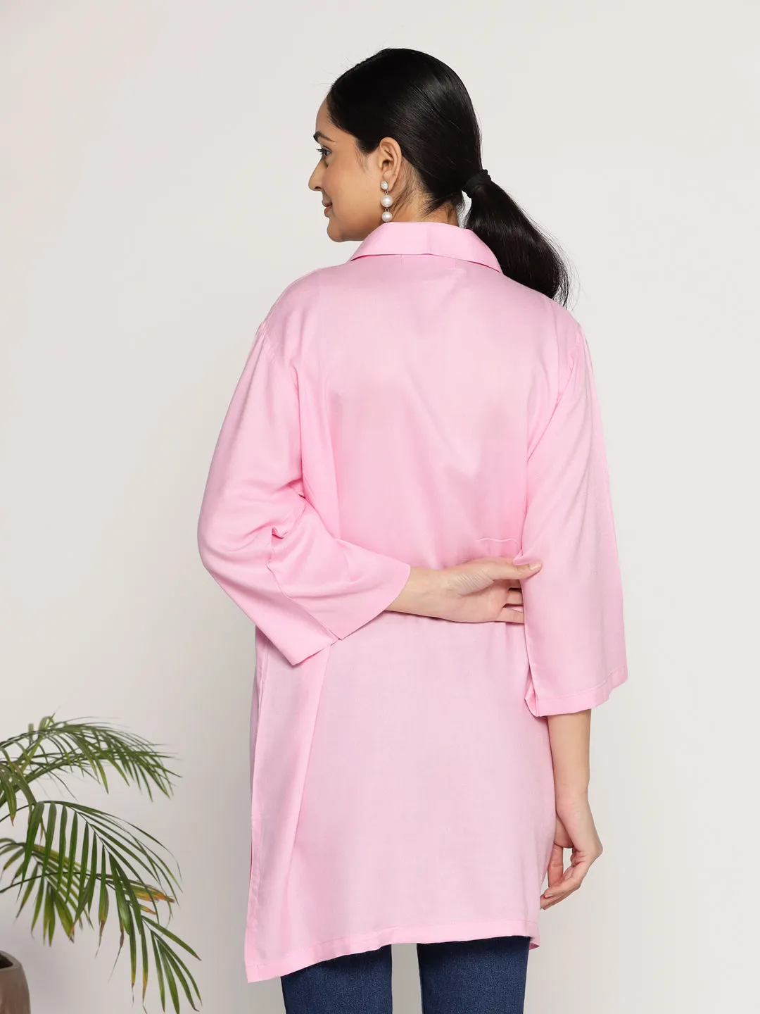 BabyPink Rayon ShirtTop - Solflor