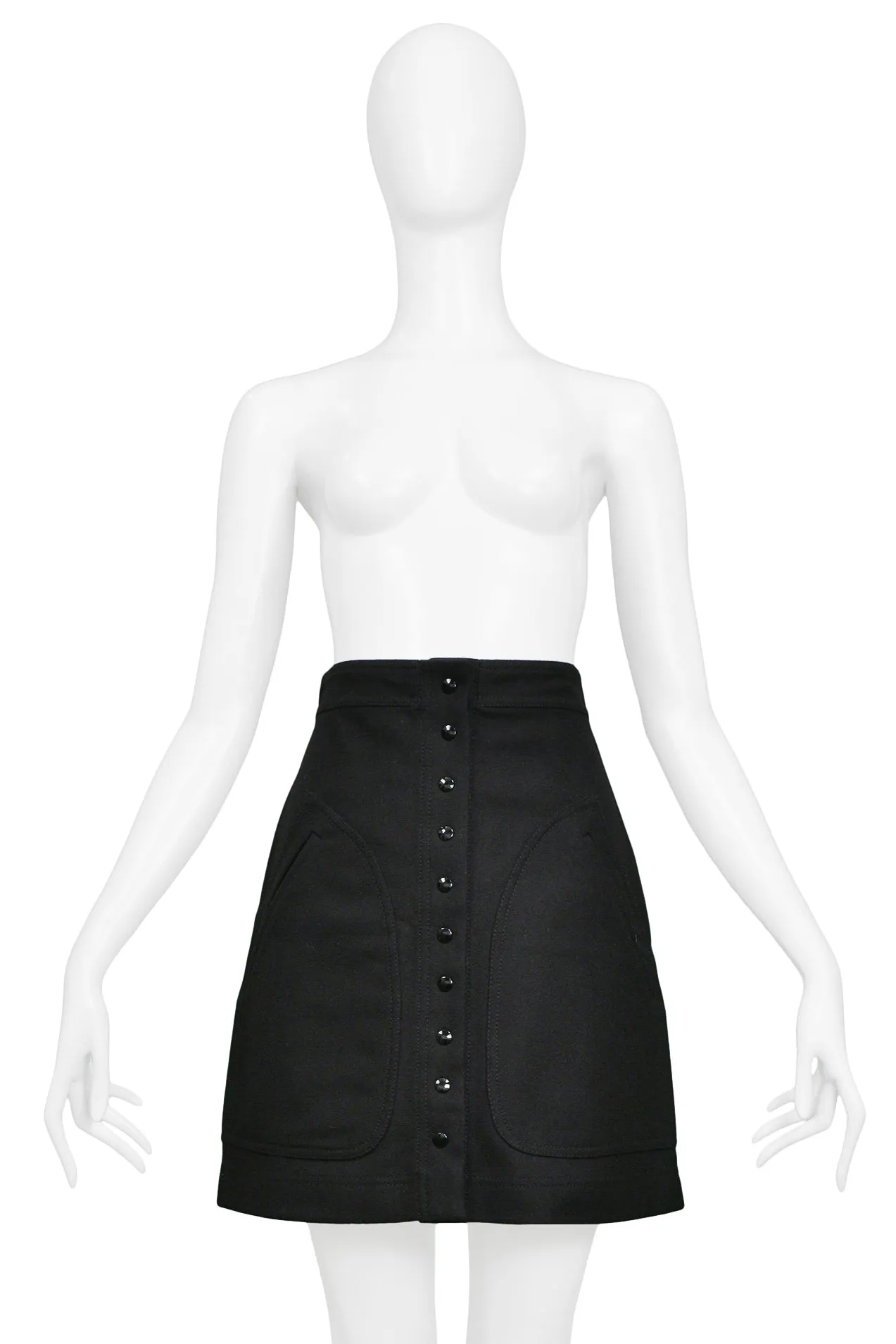 BALENCIAGA BY GHESQUIERE CLASSIC BLACK A-LINE MINI-SKIRT 2003