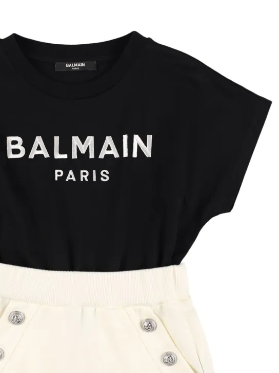 Balmain   Logo print two-tone jersey dress 