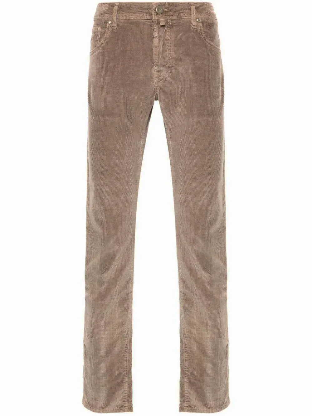 Beige Cotton Blend Corduroy Jeans