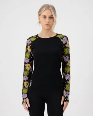 Bella Merino Long Sleeve - Alpine Bloom / Black