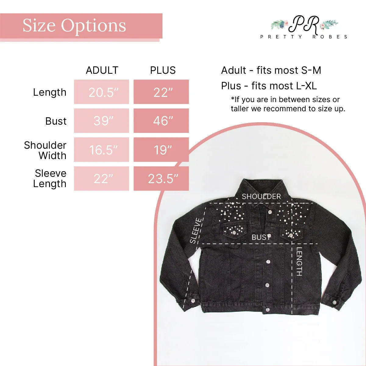 (Black Pearl) Rhinestone Bride Patch Denim Jacket