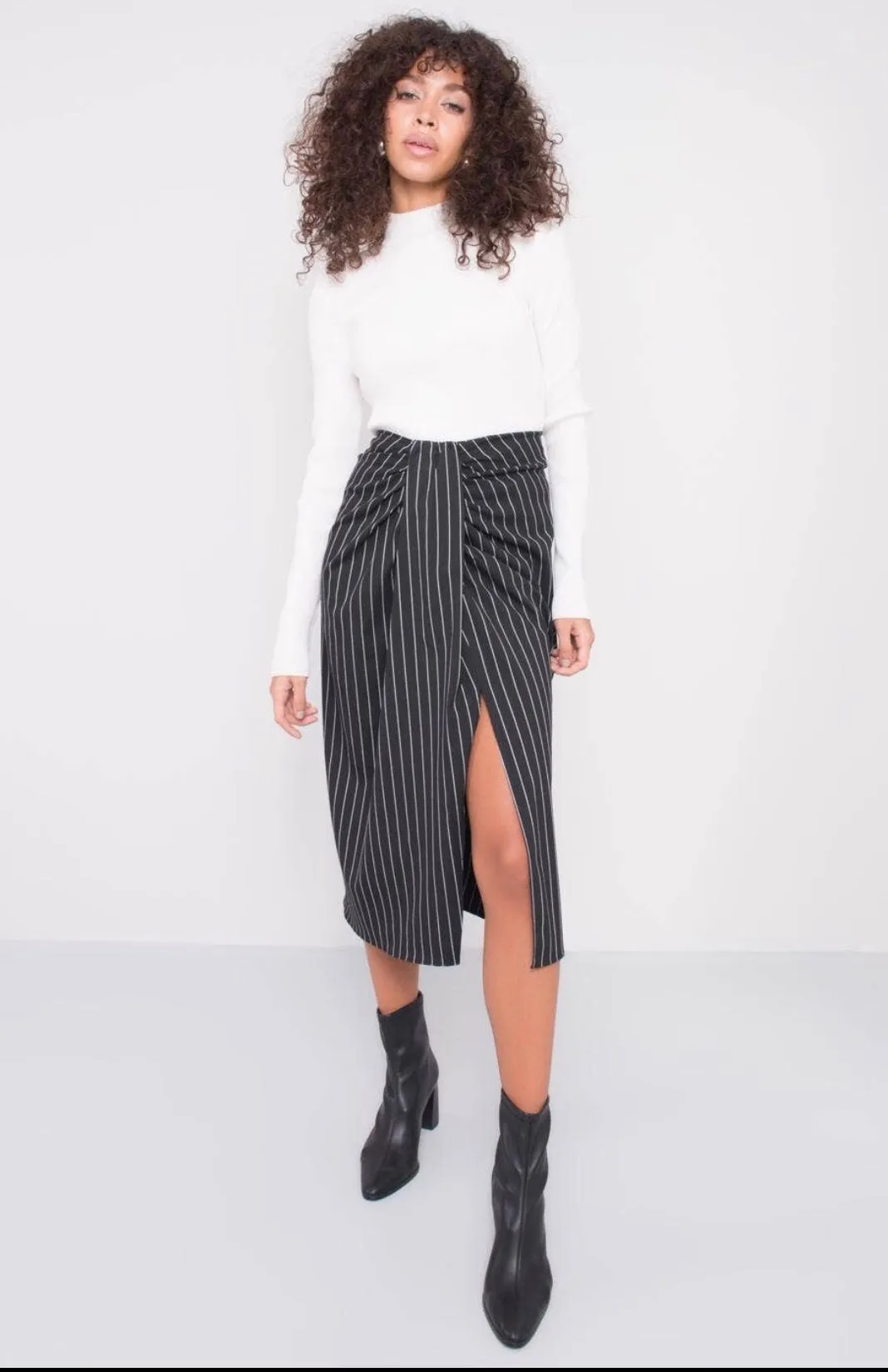 Black Pinstripe Skirt