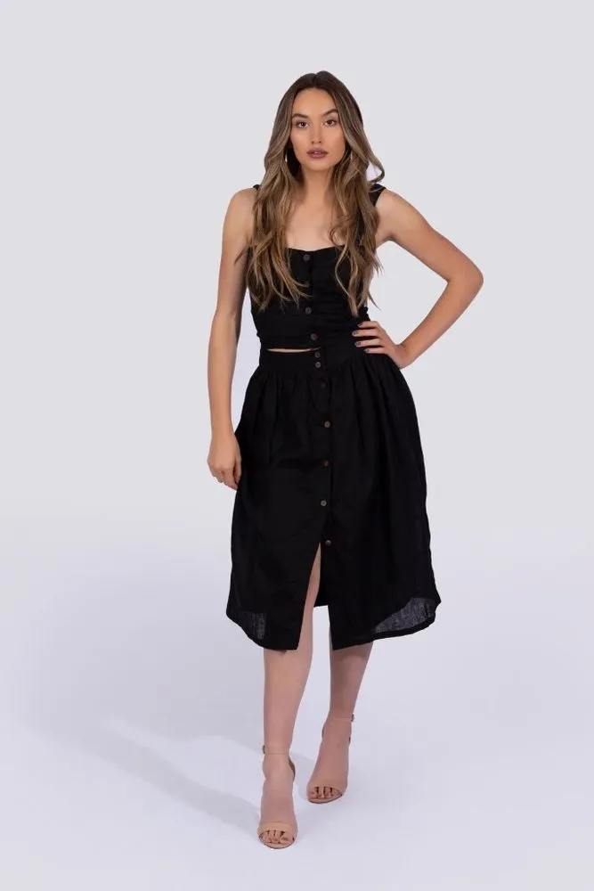 Bria Button-up  Skirt | Black