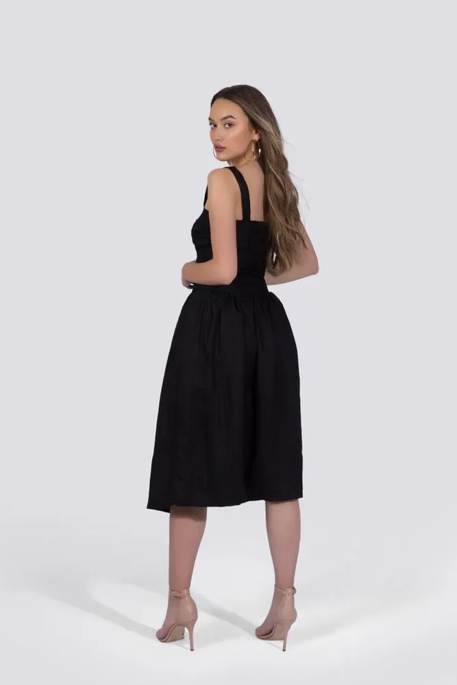 Bria Button-up  Skirt | Black