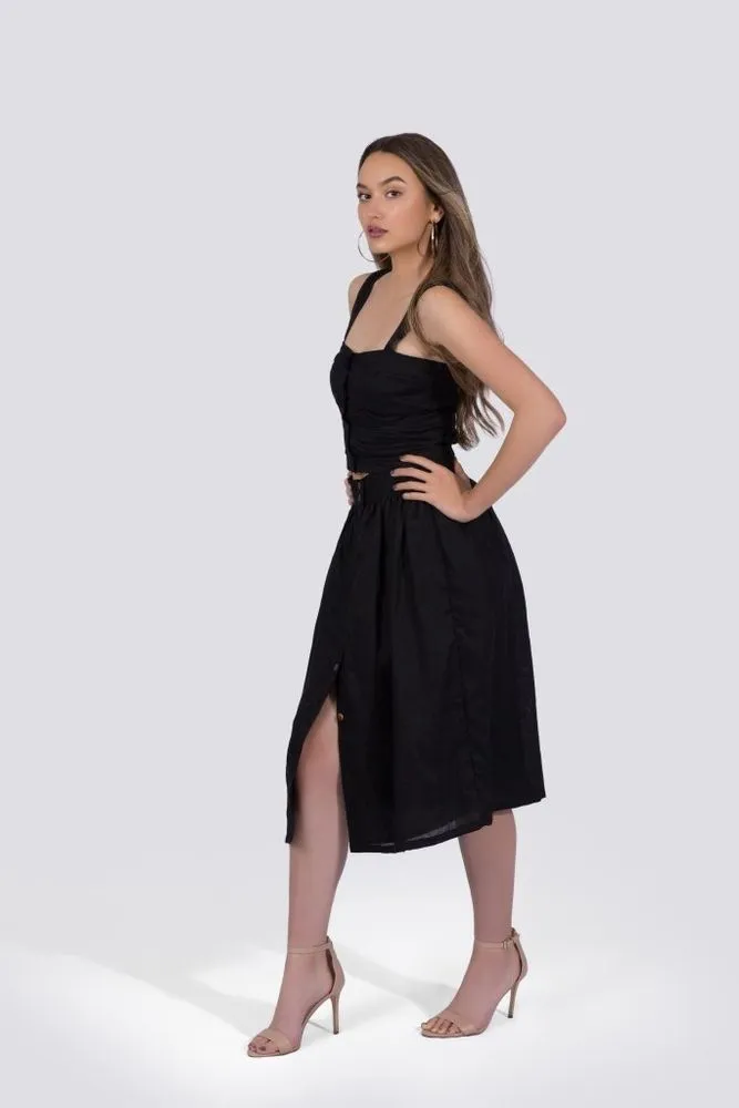 Bria Button-up  Skirt | Black