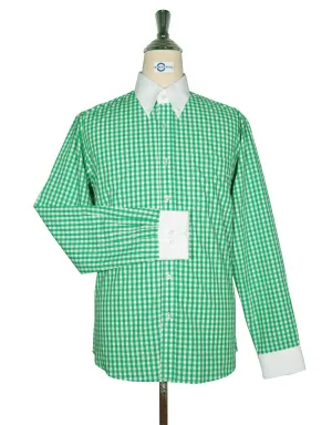 Button Down Shirt -  Green Gingham Check Shirt