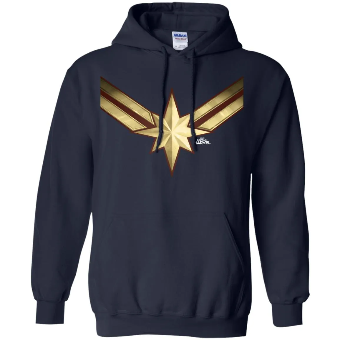 Captain Marvel Gleaming Chest Logo Pullover Hoodie Sweatshirt