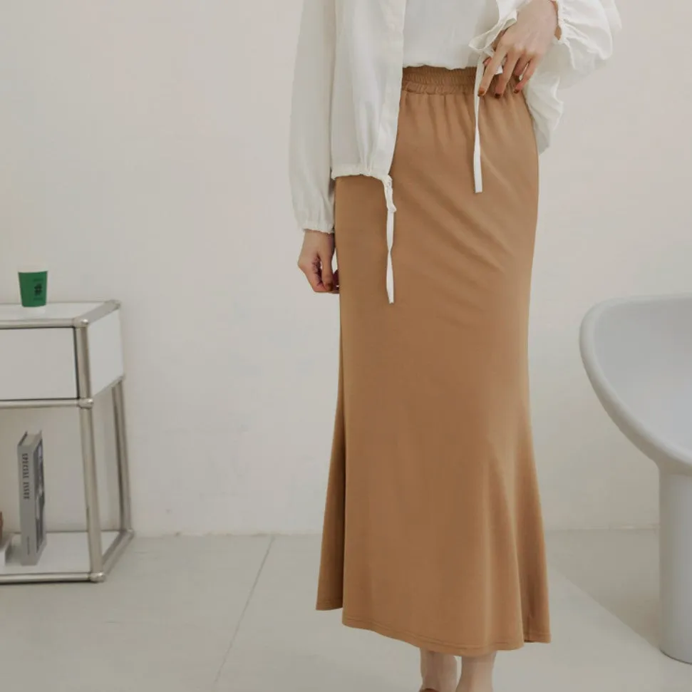 Casual Soft Cooling Elastic Waist Long Maxi Mermaid Skirt