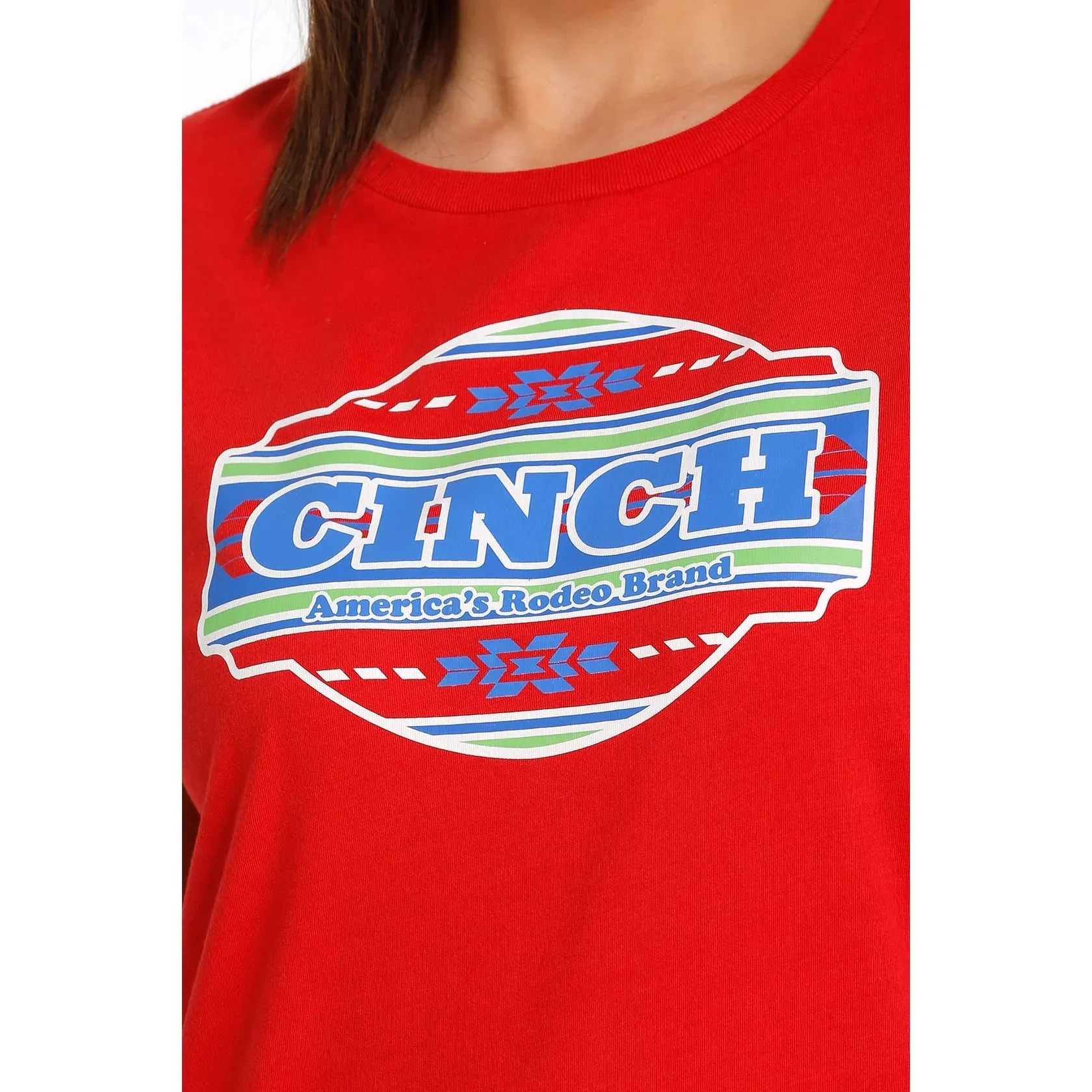 Cinch Ladies Red Aztec Logo Graphic T-Shirt