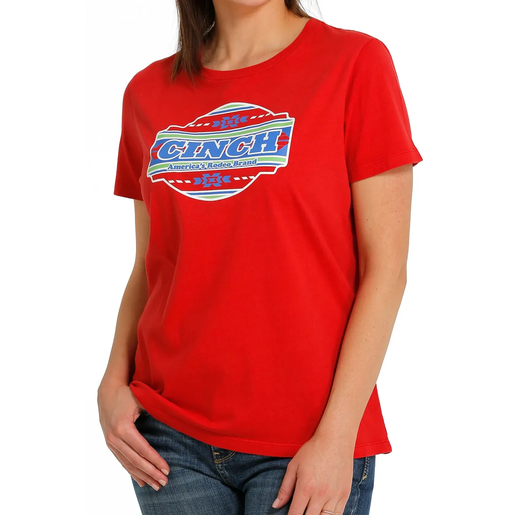 Cinch Ladies Red Aztec Logo Graphic T-Shirt