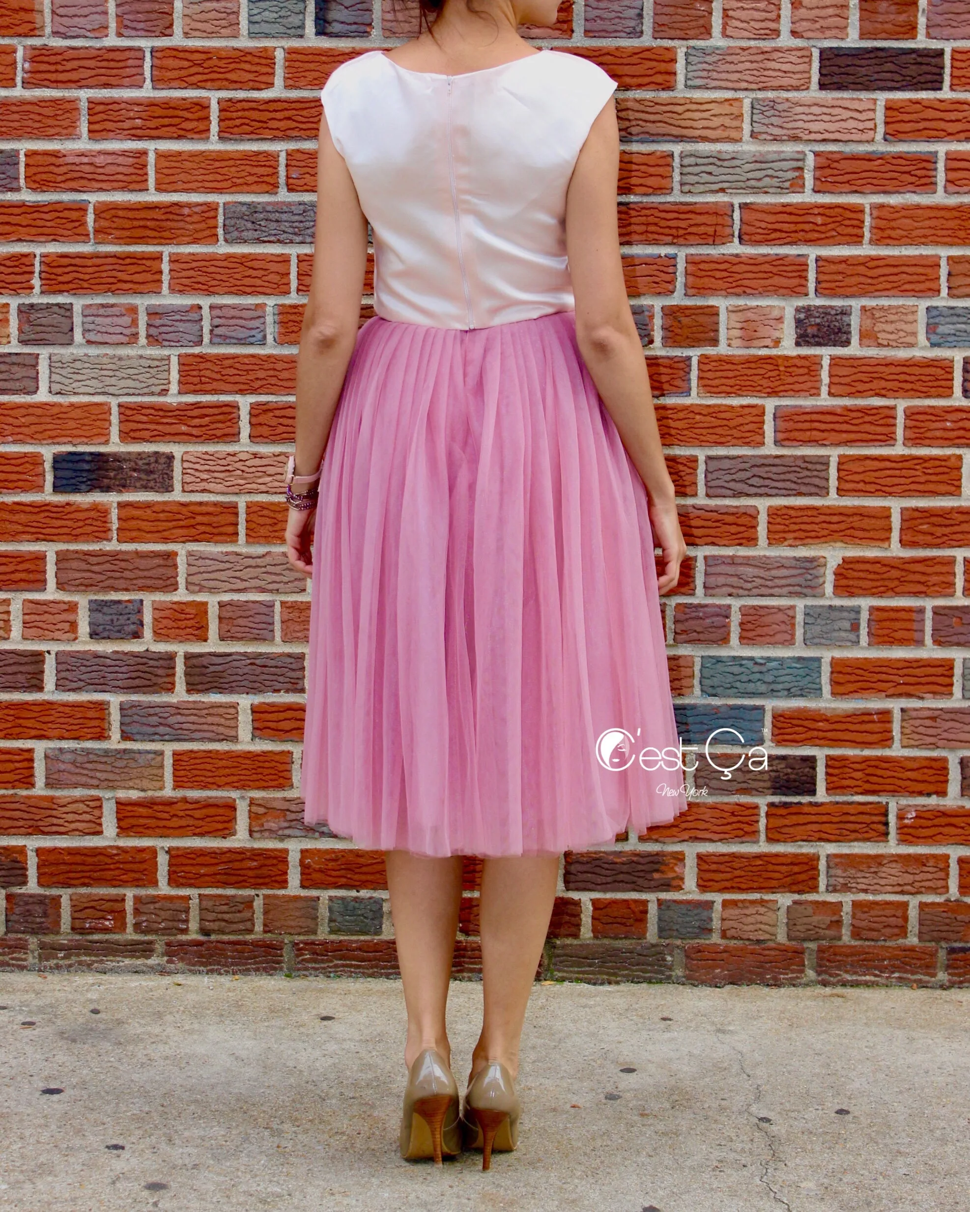 Colette Gray Pink Soft Tulle Skirt - Midi