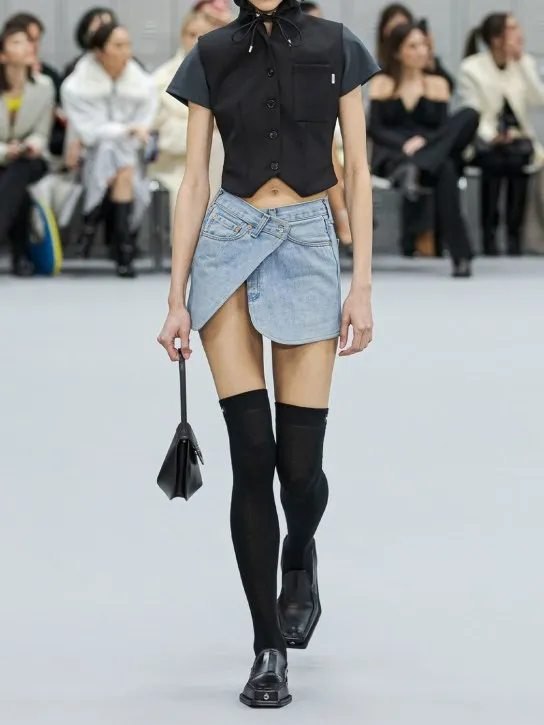 Coperni   Asymmetric denim mini skirt 