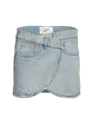 Coperni   Asymmetric denim mini skirt 