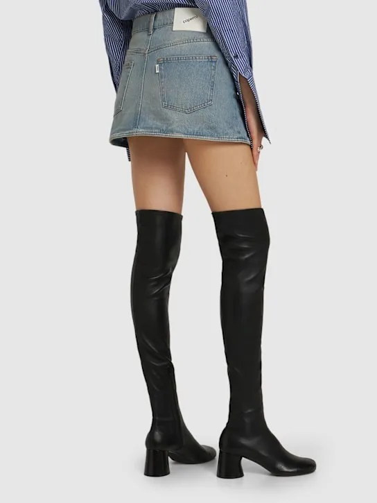 Coperni   Asymmetric denim mini skirt 