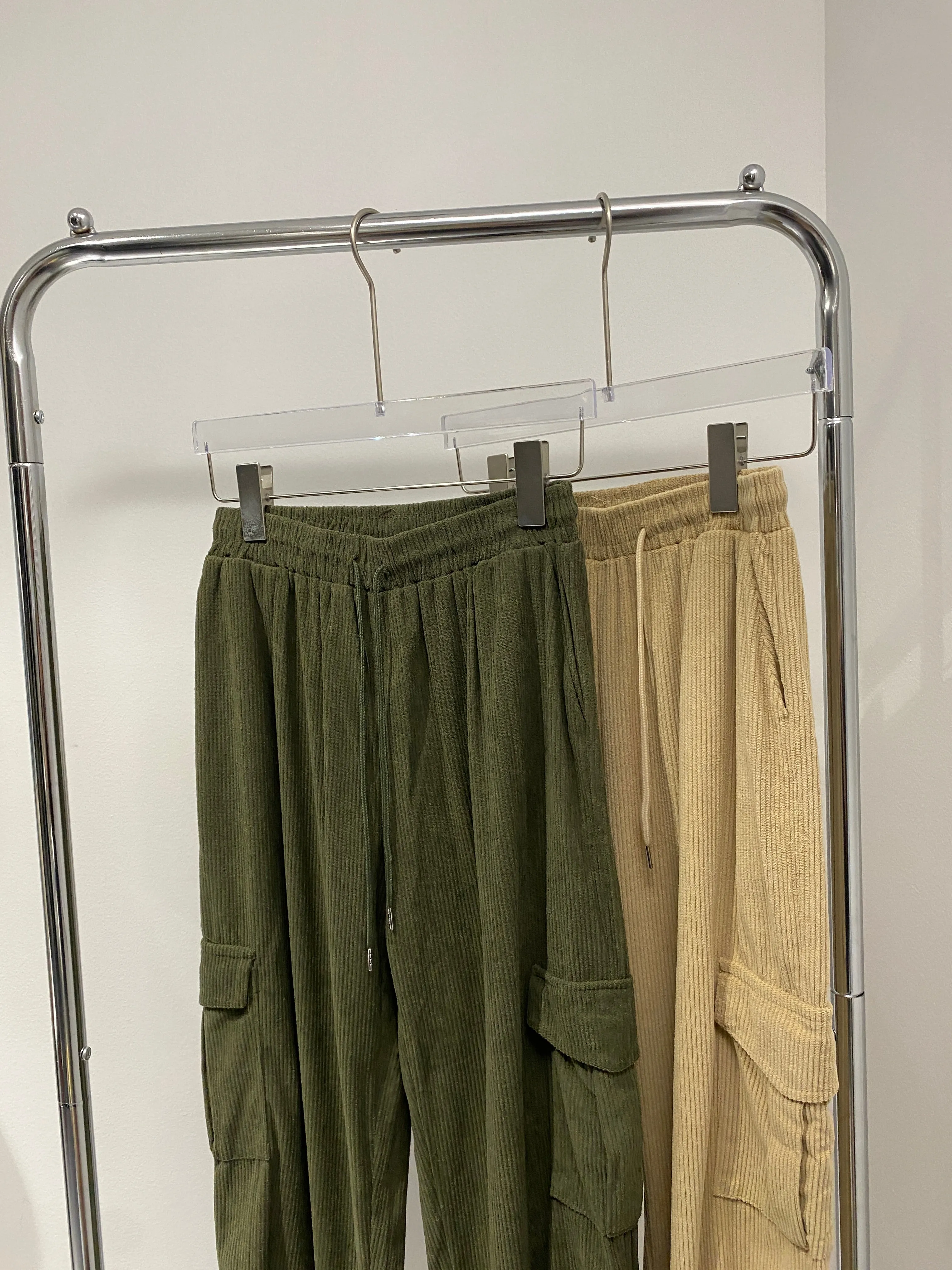 Corduroy Cargo Jogger Pants - Olive