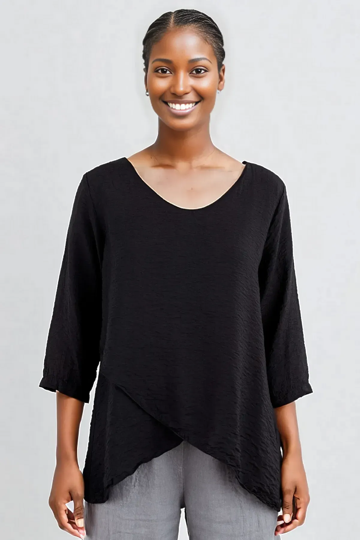 Cut Loose Rayon Parachute Double Layer V-Neck Top-Amalfi