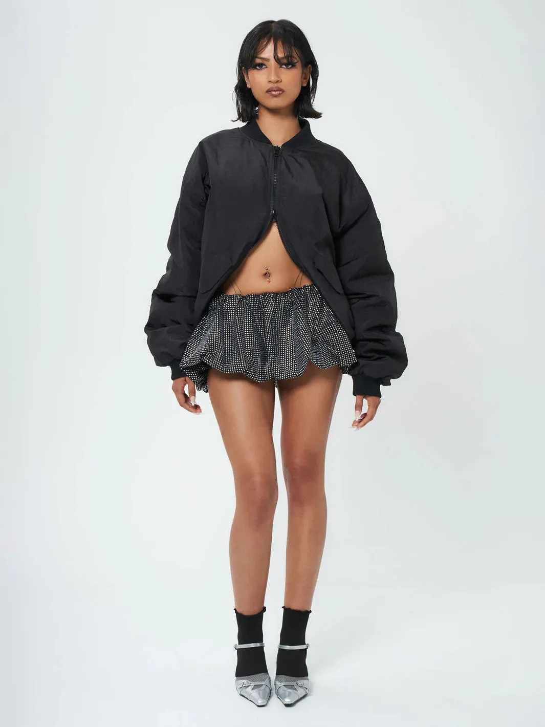 DARK DESIRES BUBBLE SKIRT - CHROME BLACK