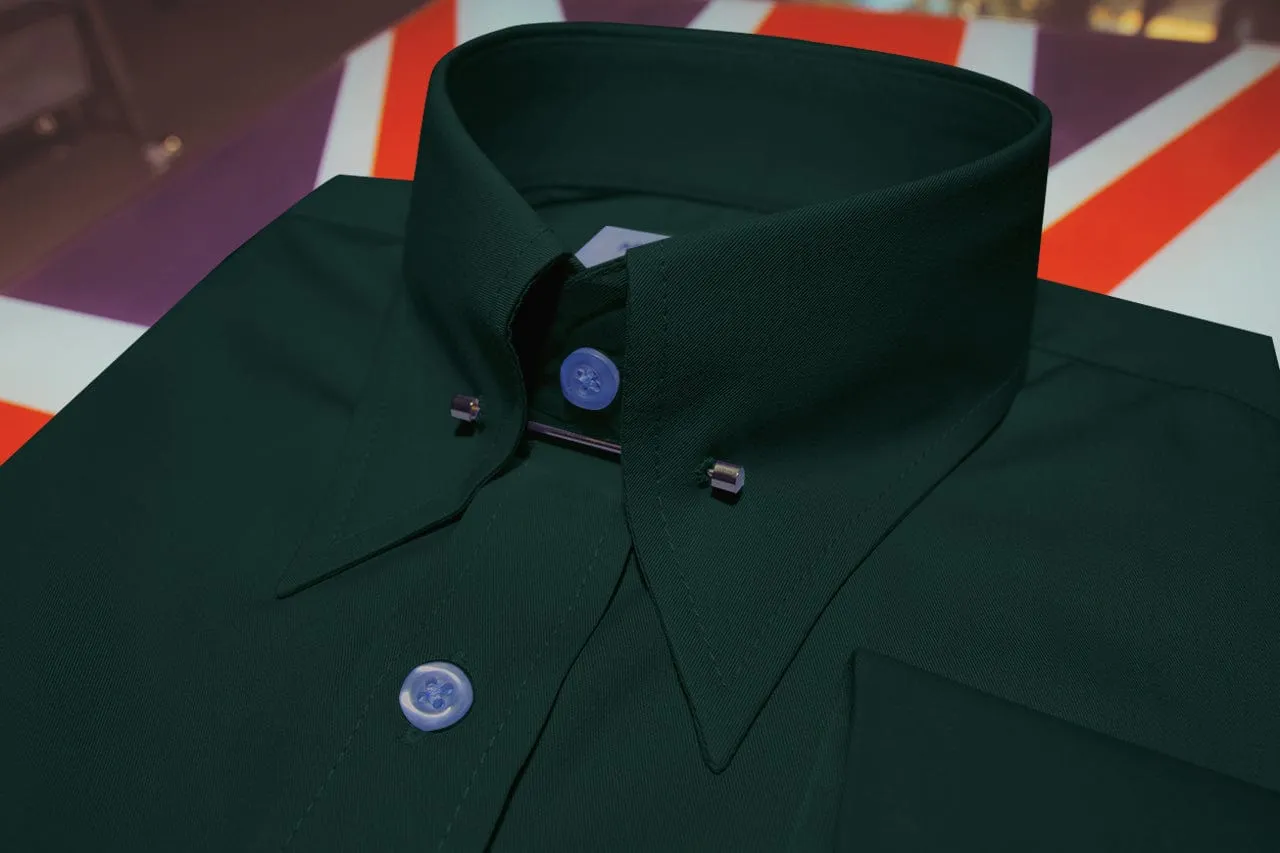 Dark Green Pin Collar Shirt