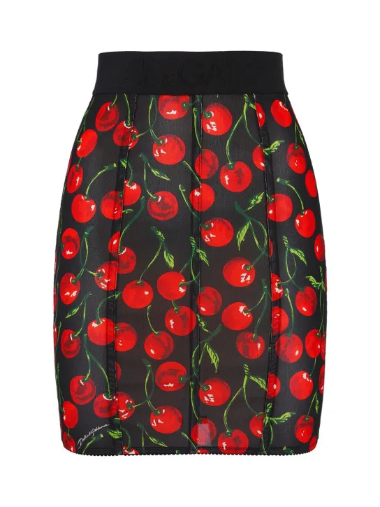 Dolce&amp;Gabbana   Cherry print marquisette mini skirt 