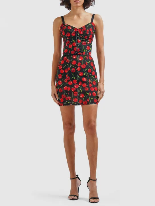 Dolce&amp;Gabbana   Cherry print marquisette mini skirt 