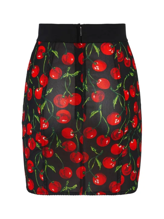 Dolce&amp;Gabbana   Cherry print marquisette mini skirt 