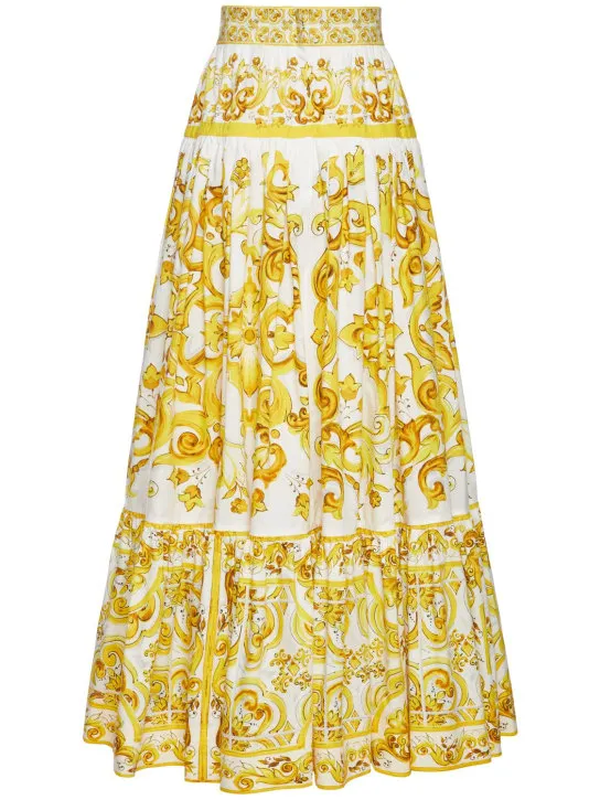 Dolce&amp;Gabbana   Maiolica printed poplin long skirt 