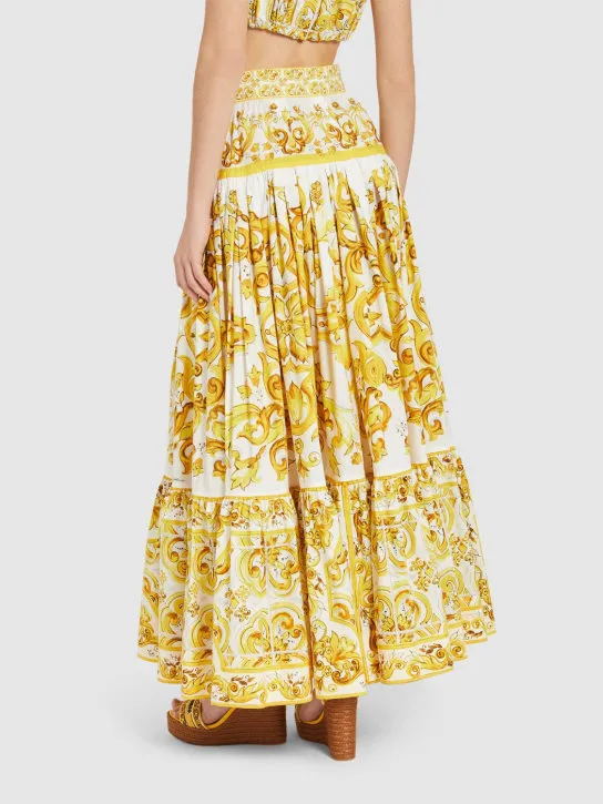 Dolce&amp;Gabbana   Maiolica printed poplin long skirt 