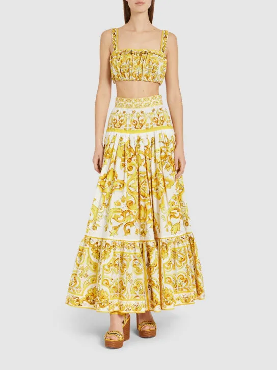 Dolce&amp;Gabbana   Maiolica printed poplin long skirt 