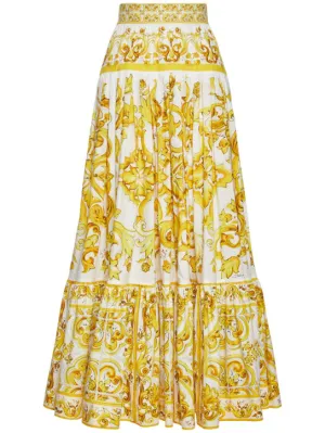 Dolce&amp;Gabbana   Maiolica printed poplin long skirt 